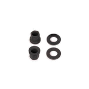Black SALT CNC axle nuts made from 7075-T6 alloy, shown in a set of four, ideal for 10mm and 14mm axles.