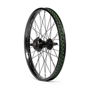 Salt Everest Freecoaster rear BMX wheel with sealed hub and Summit 36mm wide rim in black with green logo accents