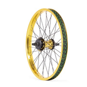 Salt Everest Freecoaster rear wheel with sealed hub, gold rim, and nylon hub guards.