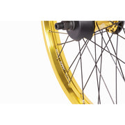 Salt Everest Freecoaster rear wheel with gold SALTPLUS Summit rim and hub.