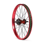 Salt Everest Freecoaster rear wheel with sealed hub, 36mm wide rim, and nylon hub guards in red.