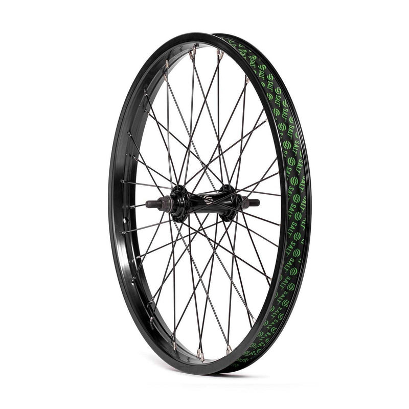 SALT EVEREST FRONT WHEEL with 36mm SALTPLUS Summit rim and sealed front hub, black with green graphics