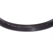 Black Salt Fraction Rim for 16" and 18" wheels with reinforced single wall and 28H/36H spoke holes.
