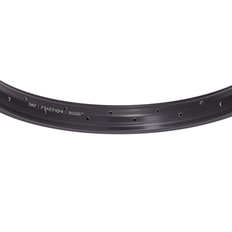 Black Salt Fraction Rim for 16" wheels, featuring 28 spoke holes and reinforced single wall design.