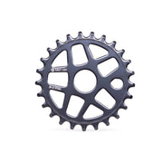 SALT GATEWAY STEEL SPROCKET with multi-spoke design in chrome/oil slick, featuring a reinforced sprocket bolt area.