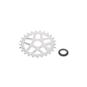 SALT GATEWAY steel sprocket with multi-spoke design and chrome finish, includes spindle adapter.