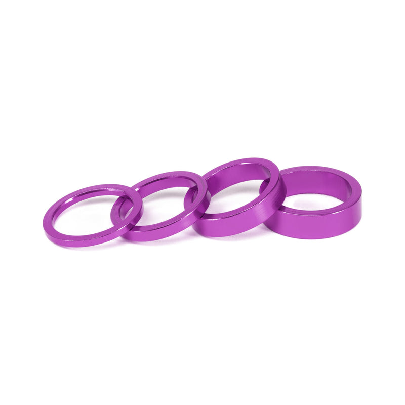 SALT HEADSET SPACER in purple, featuring 6061-T6 alloy and Carbon Fibre, with 3mm, 5mm, 8mm, and 10mm spacers.