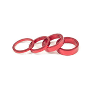 SALT HEADSET SPACER in red, lightweight alloy and carbon fibre, available in multiple sizes.