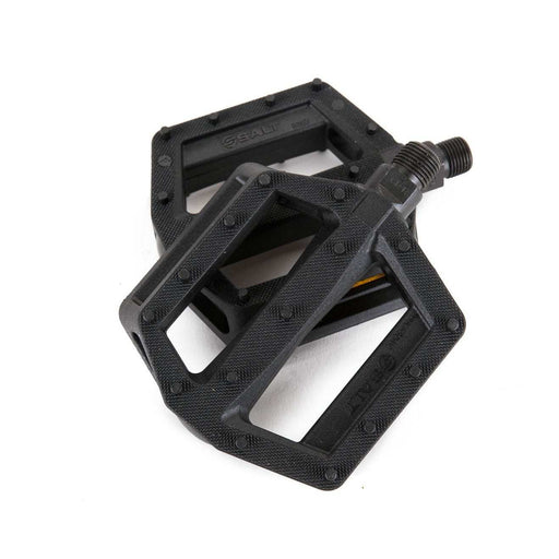BMX platform pedals for kids, black, nylon/fiberglass, Crmo axle.