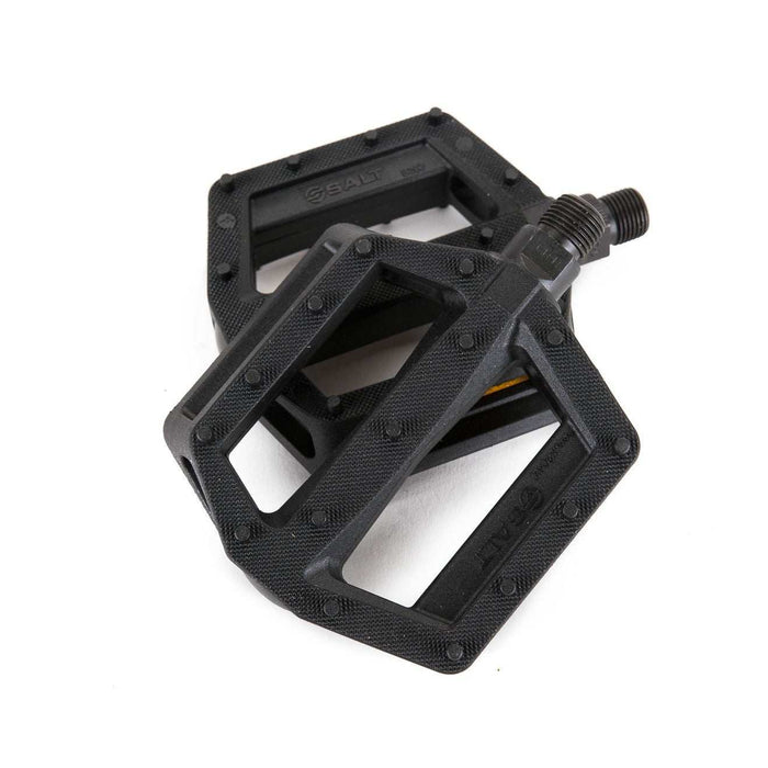 BMX platform pedals for kids, black, nylon/fiberglass, Crmo axle.
