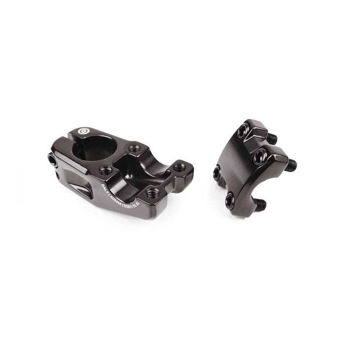 Black SALT Junior Toploader stem for BMX bikes with 33mm rise and 40mm short reach made from forged alloy 6061-T6