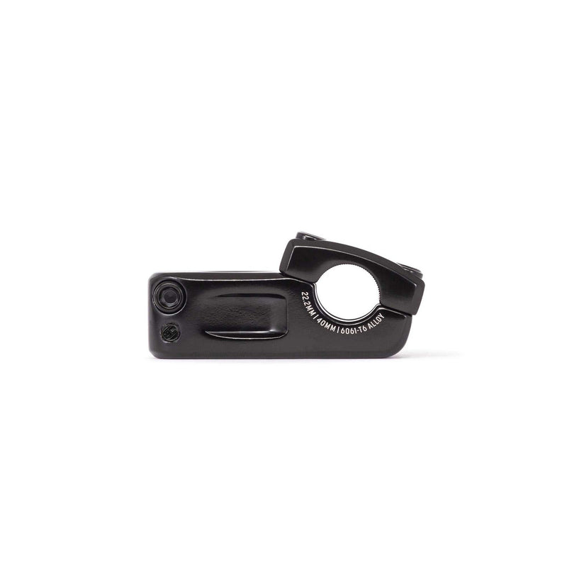 Black SALT Junior Toploader stem for BMX bikes with 33mm rise and 40mm reach made from 6061-T6 alloy