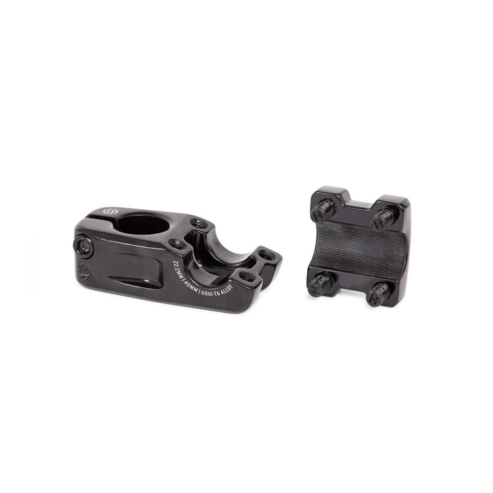 Black SALT Junior Toploader stem for 16" and 18" BMX bikes with 33mm rise and 40mm reach, alloy 6061-T6 forged finish