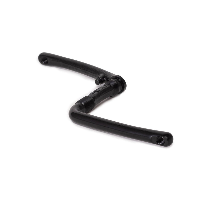 Black forged one-piece SALT OPC CRANK with slim arm design, 140mm and 170mm lengths, compatible with RSD drivetrain and 1/2" thread pedals.