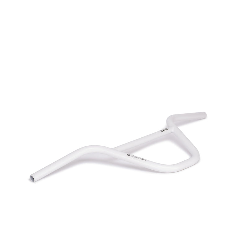 SALT PRO 2 Piece Handlebar in white, full chromoly, 9" or 9.5" rise options, features 12° backsweep and 2° upsweep.
