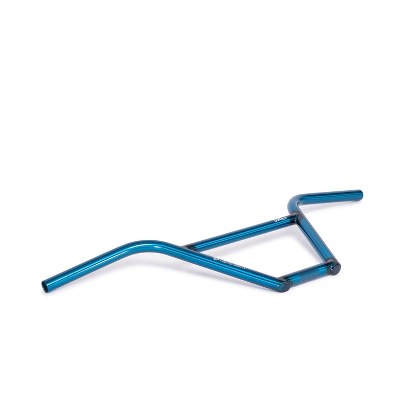 SALT PRO 4 PIECE HANDLEBAR in translucent blue, seamless chromoly construction, 9.5" height, and 11.5° backsweep.