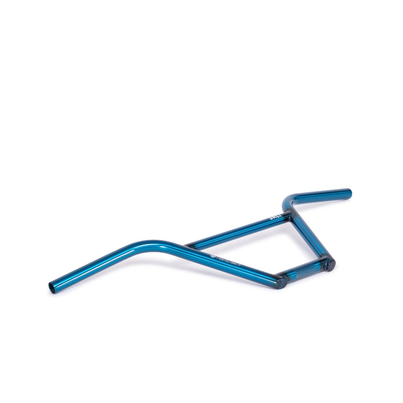 SALT PRO 4 PIECE HANDLEBAR in translucent blue, 9.5" height, full chromoly construction.