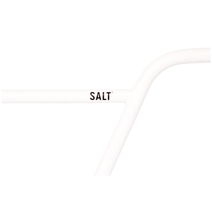 Salt Classic 4-piece handlebar in white full chromoly with 9-inch rise and Salt logo.