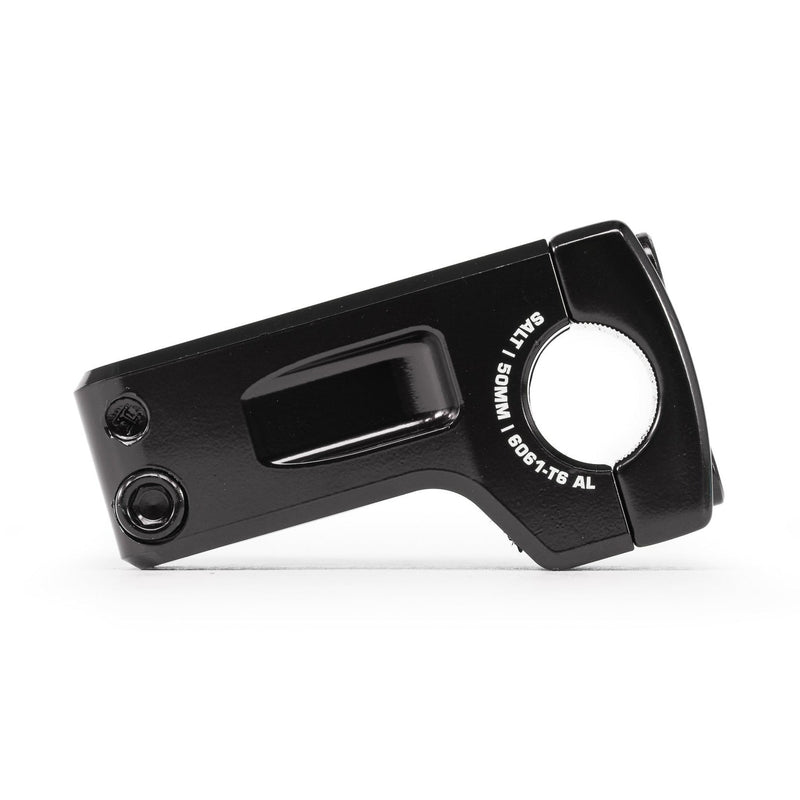 Salt Pro Frontload Stem in black, featuring wide faceplate and STC clamping, 48mm reach.