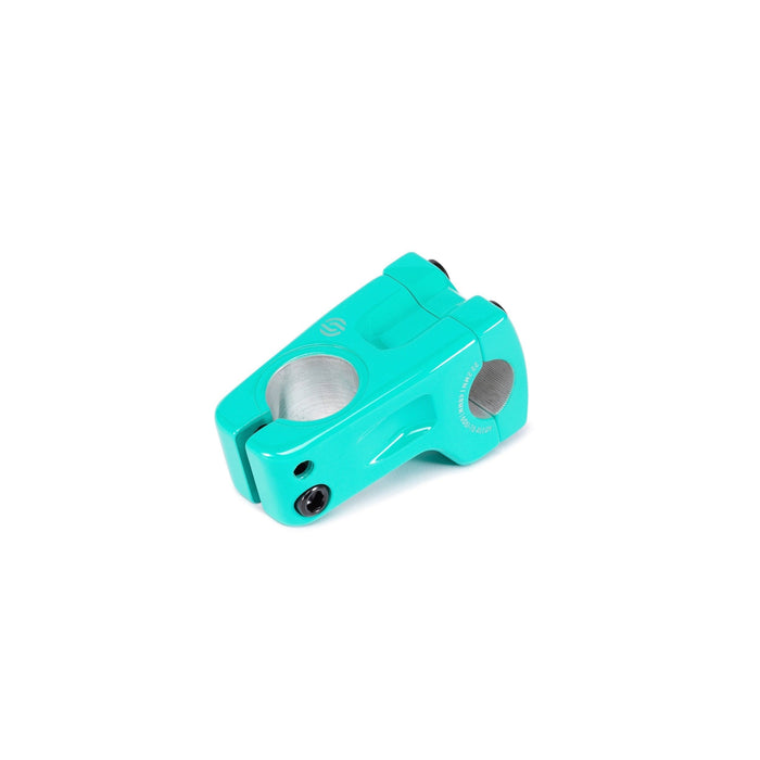 Salt Pro Frontload Stem in teal, featuring a wider faceplate and STC clamping for enhanced grip.