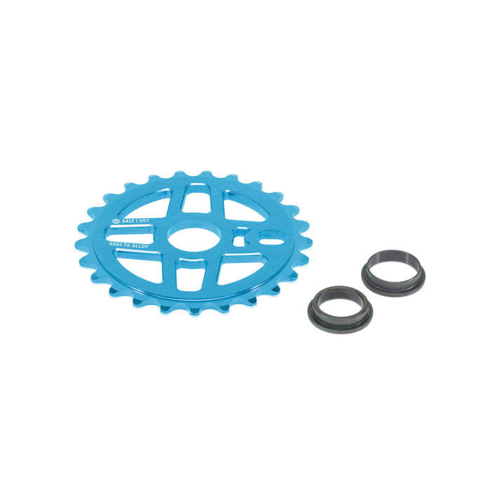 Blue SALT PRO SPROCKET alloy bike sprocket with 19mm and 22mm spindle adapters.