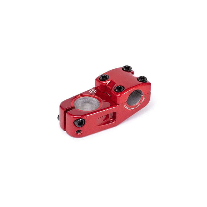 Red SALT PRO TOPLOAD STEM bicycle stem with 33mm rise and 50mm reach, made from forged 6061-T6 alloy with Shark Tooth Clamping for secure handlebar grip.