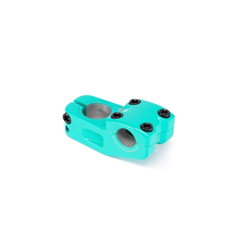 SALT PRO TOPLOAD STEM in teal alloy 6061-T6 with top loading design and shark tooth clamping