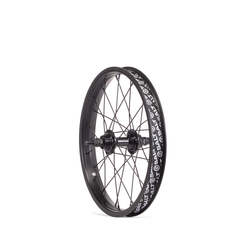 Black SALT ROOKIE FREEWHEEL rear wheel with alloy hub and 35mm single wall rim.