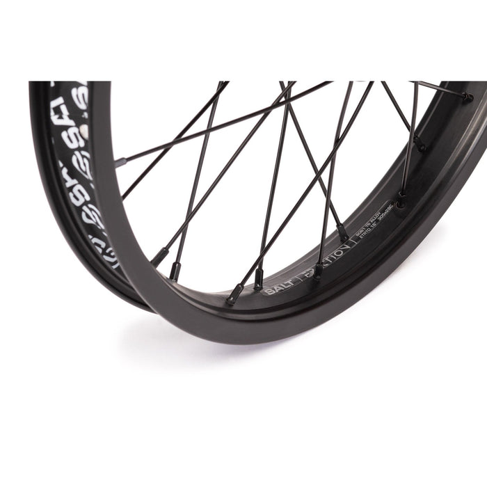 Black SALT ROOKIE FREEWHEEL rear wheel with alloy hub and 35mm BEAM rim.
