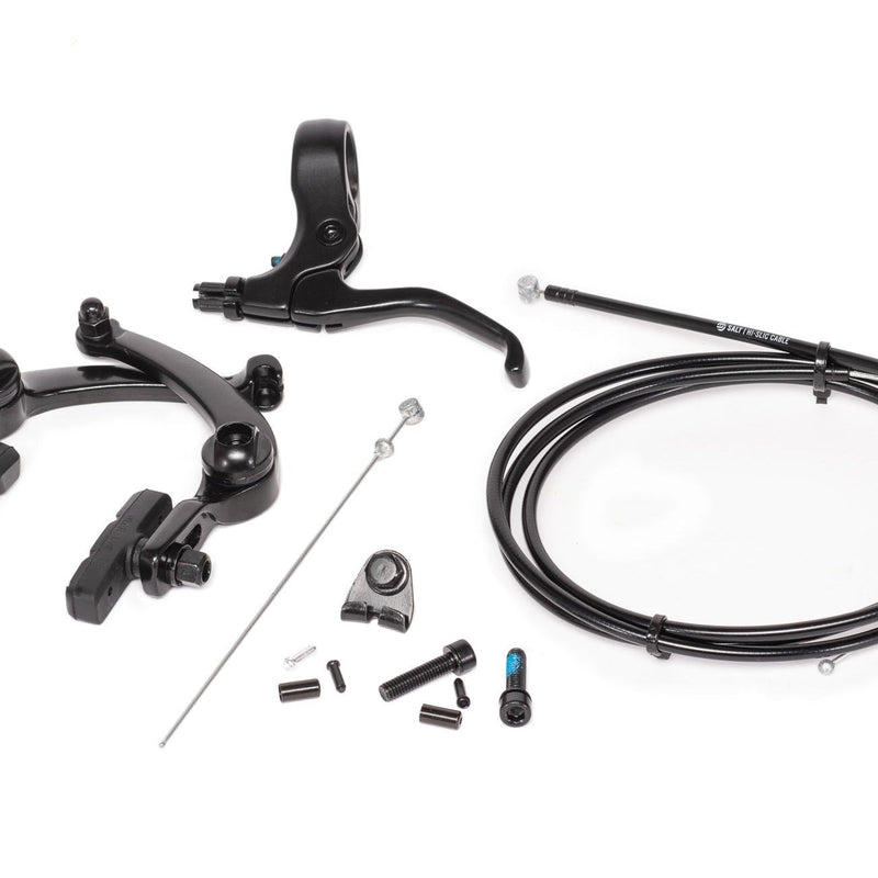 SALT ROOKIE U Brake kit including black U-brake, hanger, brake pads, AM brake cable, and Junior brake lever for BMX bikes