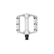 Slim, lightweight SALT SLIM PEDALS with wide platform and replaceable steel pins, shown in silver.