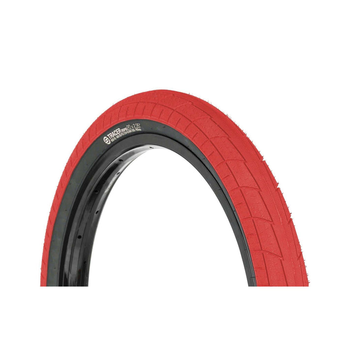 Red Salt Tracer Tire BMX tire with directional tread and knurled surface for traction