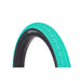 Salt Tracer BMX tire with teal knurled tread, 18x2.2 inch, 22tpi casing, rubber sidewall, 65psi rating
