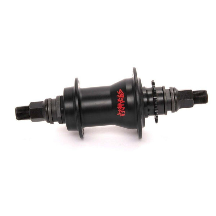 Black STRANGER CRUX V2 freecoaster hub with 9t driver and 36 spoke holes, weighing 646g