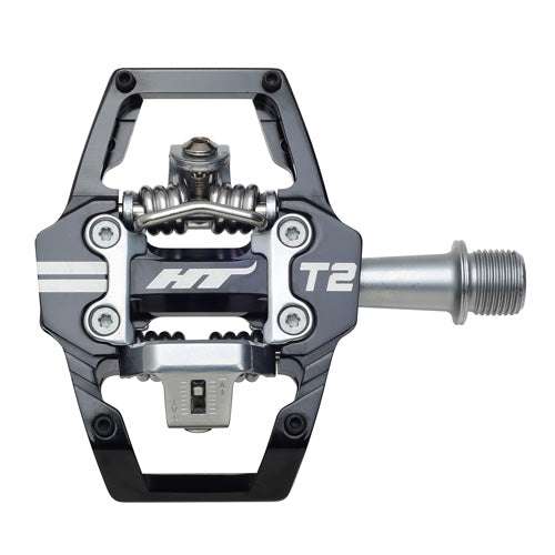 HT COMPONENTS T2 lightweight aluminum CNC machined bike pedal with sealed bearings and four pins per side for stability