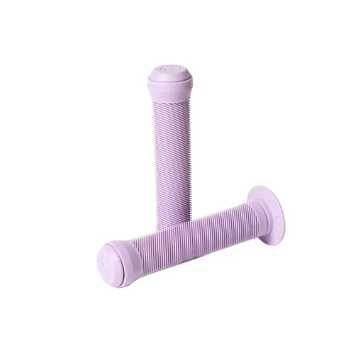 Fiend Team Grips flanged bike grips in lavender with angled rib pattern and nylon bar ends