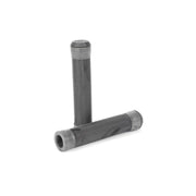 Fiend Flangeless Grips in black medium density Krayton rubber with angled rib pattern and nylon plug bar ends