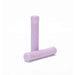 Pair of light purple Fiend Flangeless Grips made from medium density Krayton rubber with angled rib pattern and nylon plug style bar ends