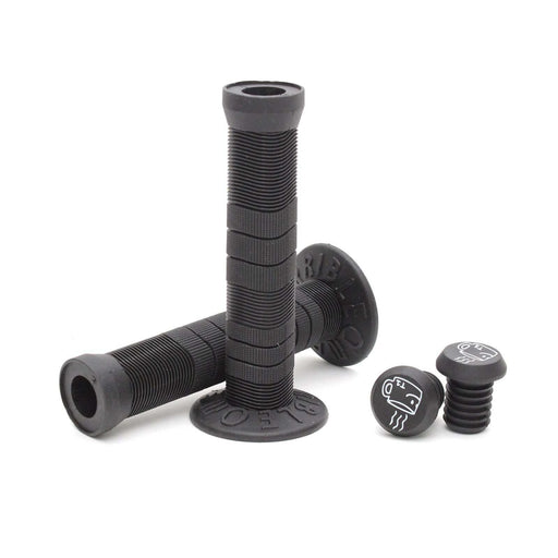 TERRIBLE ONE JOE RICH GRIPS black textured bicycle handlebar grips with matching bar ends, 145mm length, 114g per pair