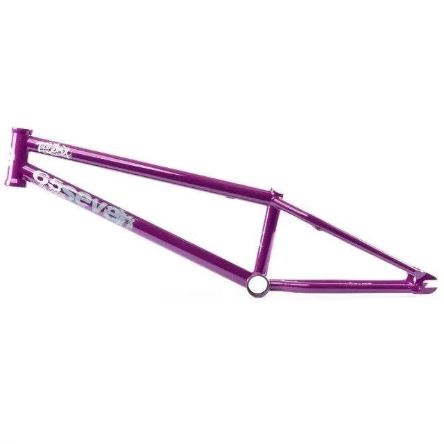 Purple TOTAL BMX 657 Frame with ovalized chainstays and multi-butted chromoly tubing for BMX bikes.