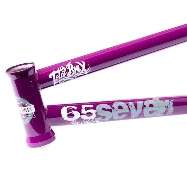 Purple TOTAL BMX 657 Frame with white branding and logos on sturdy chromoly tubing