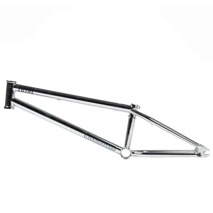 TOTAL BMX Hangover H4 BMX frame in chrome finish designed for park riding with low standover height and short back end.