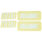 TOTAL BMX Killabee K4 frame stickers in white on yellow background for bike personalization and protection