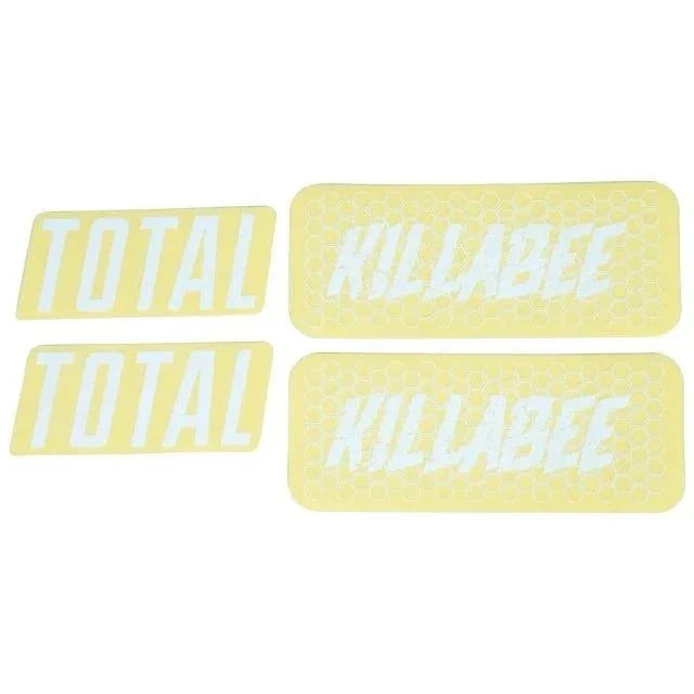 TOTAL BMX Killabee K4 frame stickers in white on yellow background for bike personalization and protection