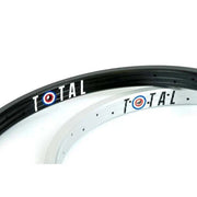 Total BMX Spitfire Rim made of 6066-T6 alloy with double wall design and 36 holes in black and white colors.