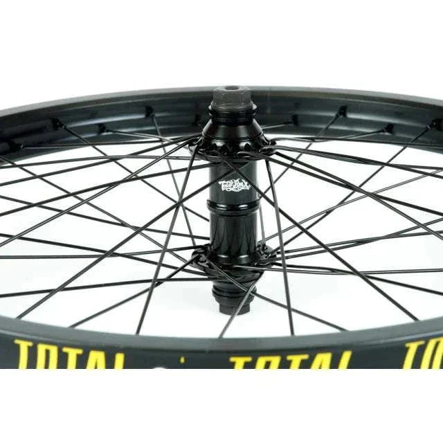 TOTAL TECHFIRE FRONT WHEEL black bicycle wheel with durable spokes and smooth hub design for enhanced cycling performance