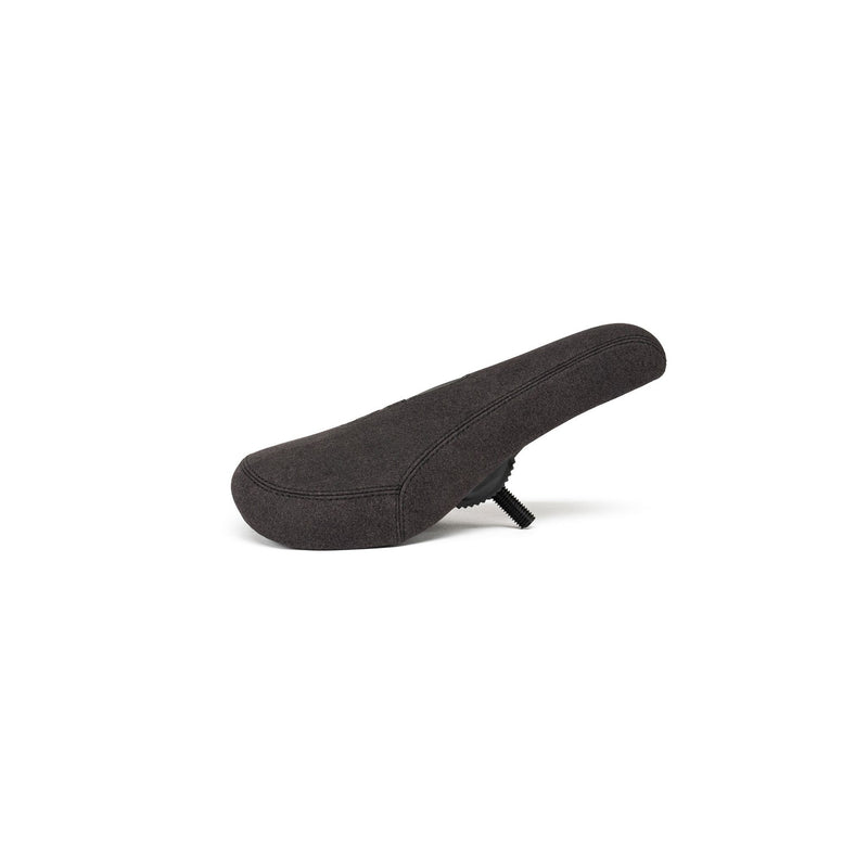 Black SALTPLUS PIVOTAL SEAT with embossed top cover, shown in side view, suitable for Pivotal seat posts.
