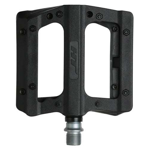 HT COMPONENTS PA12A PEDALS black platform with 12 replaceable pins and CNC machined Cromoly axle for MTB and gravel bikes