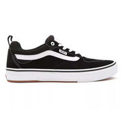 VANS SKATE KYLE WALKER black and white skate shoe with durable suede and leather upper, POPCUSH cushioning, and Wafflecup sole.