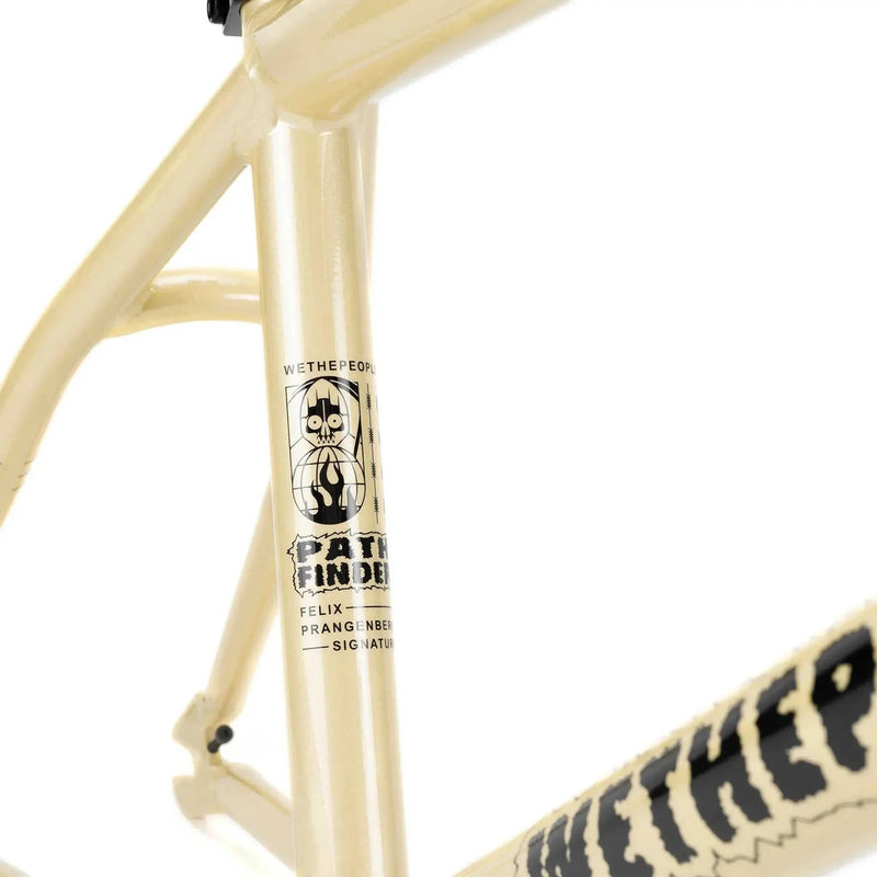 Wethepeople Pathfinder Felix Prangenberg signature BMX frame in beige with black graphics and logo